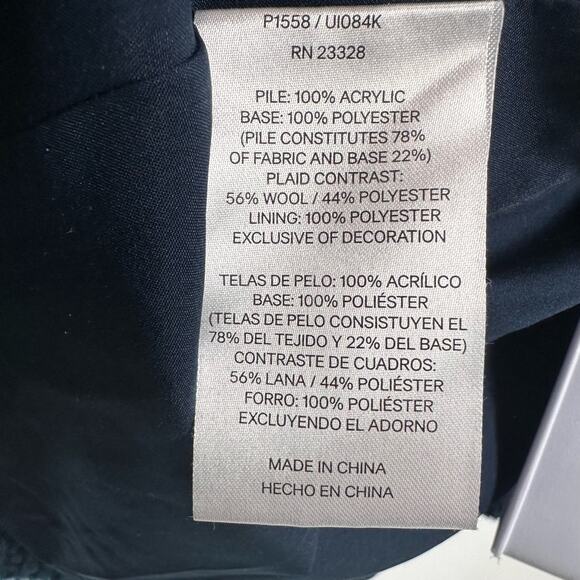 Pendleton Womens Large Navy/Green Plaid Full Zip Fuzzy Teddy Jacket Cozy Zip-Up - Picture 11 of 13